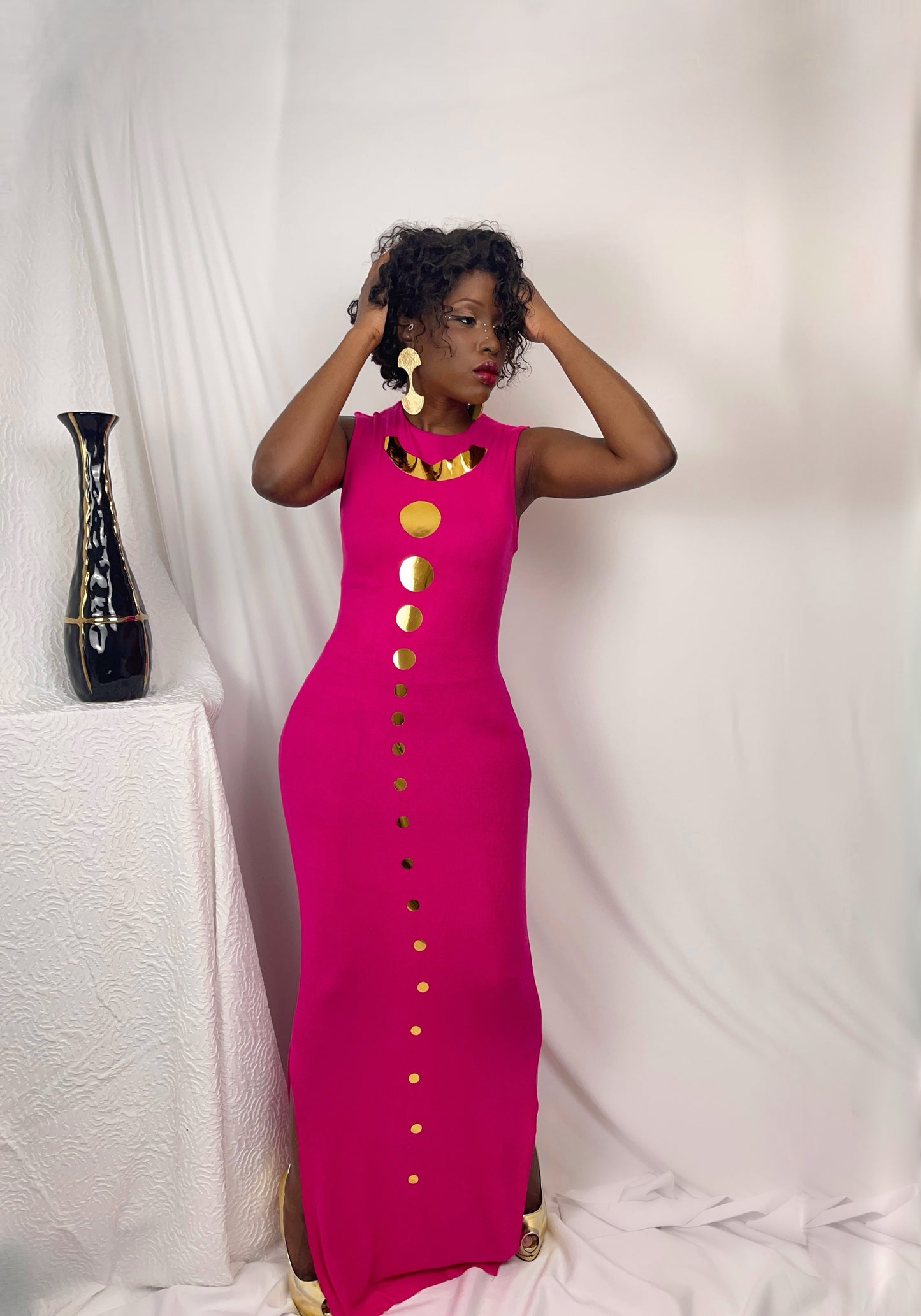 JEWELZ ONSUNDAY | Fuchsia Soft Knit Sweater Maxi Dress