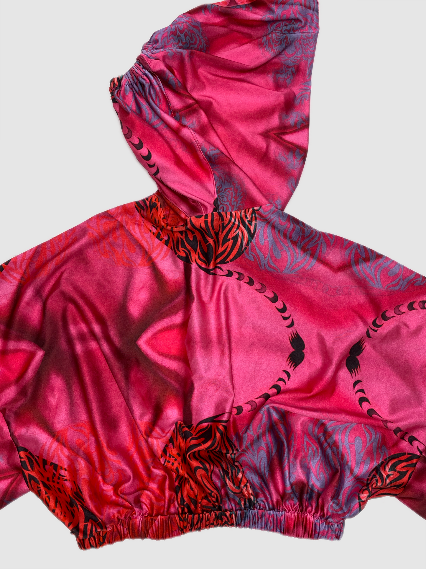 Tibetan Tiger Print Cropped Hoodie